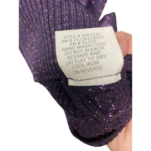 AGB Woman Plus Size 1X Purple with Metallic Thread Cowl Neck Tunic Sweater With - Picture 9 of 9